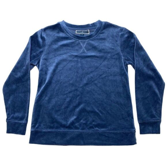 Karen Scott Petite Sweatshirt Top Women's XS‎ Blue Velour Soft Relaxed Crewneck - Picture 3 of 9
